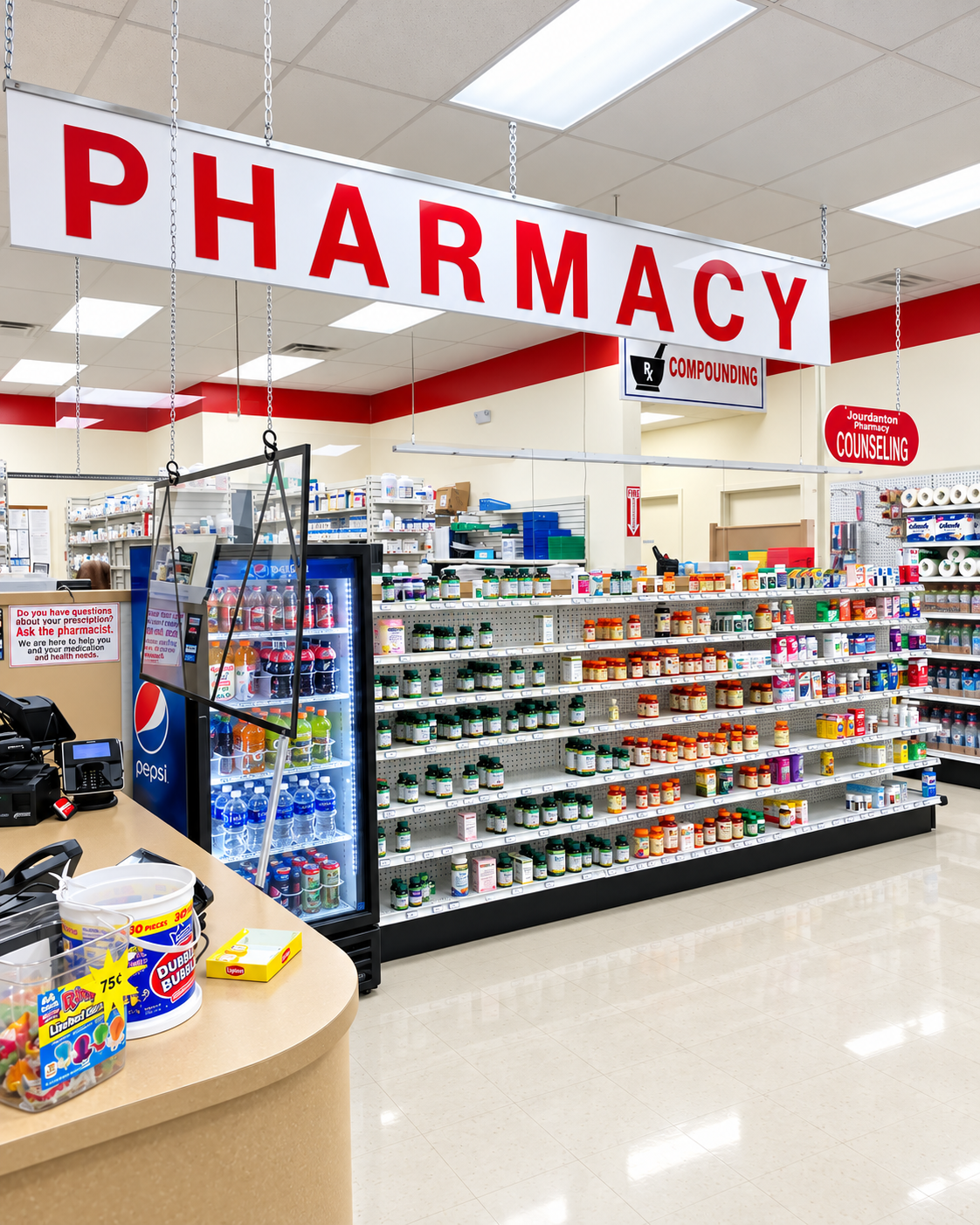 Bright, clean interior of Jourdanton Pharmacy