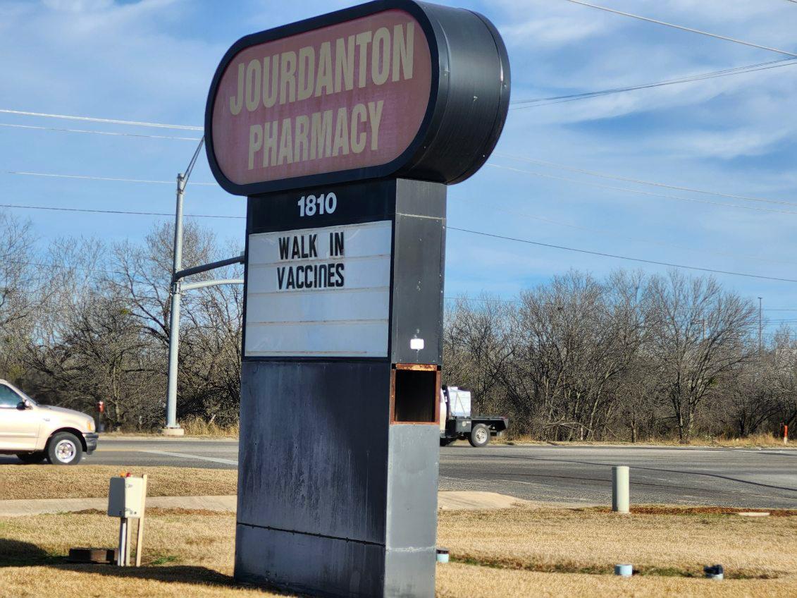 Jourdanton Pharmacy roadside sign